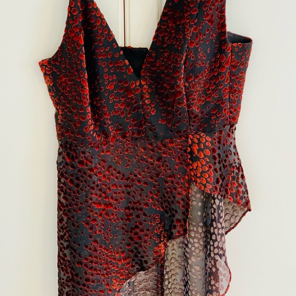 Dressy top with suede & tule material